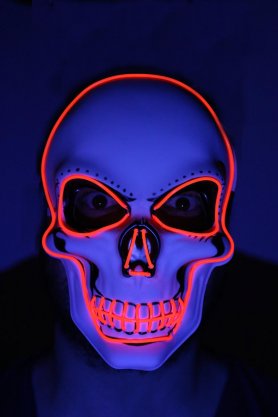 LED flashing face mask SKULL - red