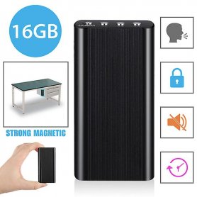 Geluidsrecorder met magneet - dictafoon met ingebouwd 16GB geheugen (tot 60 uur)