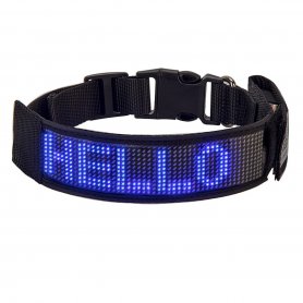 Light up dog collar programmable via smartphone with single colour display