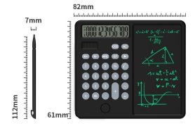 Calcolatrice a pannello solare 6,5" + Scheda LCD come blocco note + Penna per scrivere