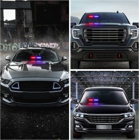 Car strobe lights emergency red and blue flashing - 16 LED (32W) - multi-colored 18cm x 2 pcs