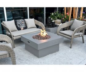 Marangyang fireplace sa terrace - panlabas na portable gas fire pit + table (cast concrete)