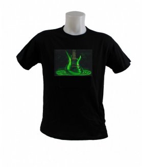 T-shirt sensible au son - guitare verte