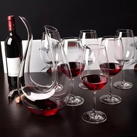 Decantador y jarra de vino de 1500 ml - Decantadores de vino únicos en forma de U + bolas de limpieza