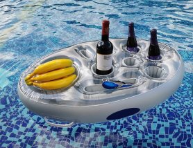 Inflatable floating holder for drinks and snacks - Inflatable tray