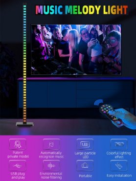 Μπάρα φωτός πάρτι με ισοσταθμιστή LED 1,2 m - ευαίσθητο στον ήχο με χρώματα RGB