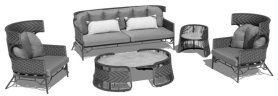 Zahradní sezení luxusní - Moderní sedačky set pro 5 osob + konferenční + příruční stolek - Roxana