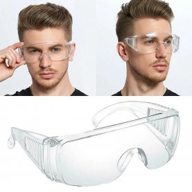 Transparent googles with side shields + anti-fogging