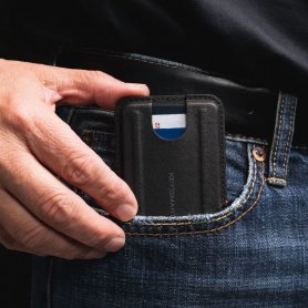 Минималистичен портфейл - Тънък и тънък портфейл с магнит за смартфон