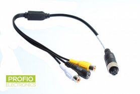 Ang magkakaugnay na cable mula sa konektor ng cinch sa 4-pin para sa pagkonekta ng pag-reverse ng monitor