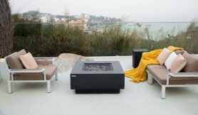 Chimenea de jardín portátil de gas (propano) para terraza o balcón Mesa 2 en 1