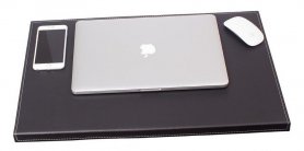 Kirjoitusmatto musta nahka 60x40 cm pöydälle / tietokoneelle - käsintehty