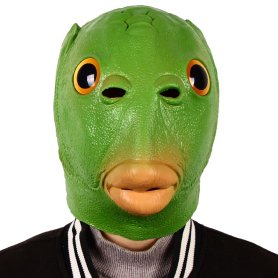 Grüner Fisch - lustige Silikon-Gesichtsmaske für Kinder und Erwachsene