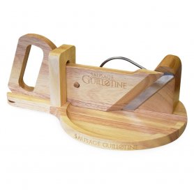 WOODEN sausage slicer - stainless steel double blade