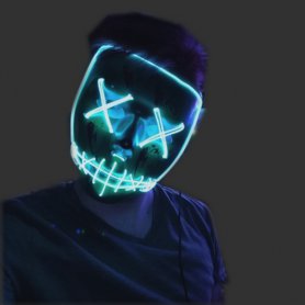 Purge halloween masker - LED lichtblauw