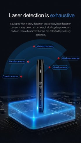 Détecteur de stylo laser de caméras cachées + appareils d'écoute GSM et WiFi