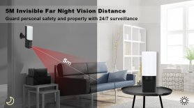 Cameră cu lampă - camera spion în lampă de perete cu PIR + FULL HD + Wifi / P2P (aplicația Tuya) - rotativă 300° + LED IR de 5m