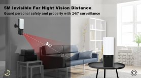 Kamera v lampe na stenu s PIR - spy bezpečnostná s FULL HD + Wifi s P2P (Tuya app) - rotačná 300° + 5m IR