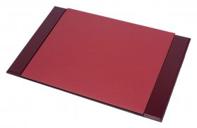 Leather desk mat - (Mahogany wood + Leather) 100% Handmade