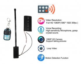 Buong HD pinhole camera na may remote controller + 2500mAh baterya + paggalaw ng paggalaw