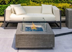 Chimenea de gas natural - Chimenea de hormigón (propano butano) exterior + mesa 91x91cm OLYMP gris