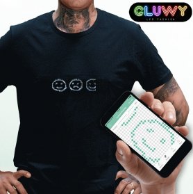 T-shirt LED cu text programabil prin Smartphone - GLUWY