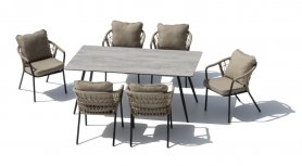 Hagebord og stoler - Hagemøbler for sittende spisestuesett for 6 personer + bord