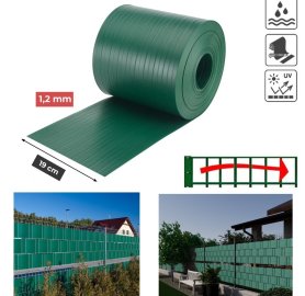 Tieniace pasy na plot - plotove vyplne PVC na ploty výška 19cm - zelená farba