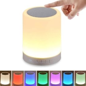 Touch næturljós - LED RGB litur fjölnota næturlampi með 10W hátalara