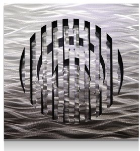 Карціна сцен з металу - Сярэбраная сцяна - маляўнічая святлодыёдная падсветка ў 20  колерах RGB - Круг 50x50 см