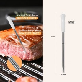Termometer daging nirkabel - Termometer pemanggang daging Bluetooth (aplikasi seluler iOS/Android) hingga 100m