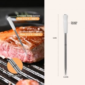 Wireless meat thermometer - Bluetooth meat grilling thermometer (iOS/Android mobile app) up to 100m