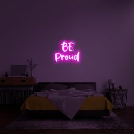 Valo LED neon 3D kyltti seinällä - BE Proud 100 cm