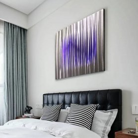 3डी धातु दीवार कला - अद्वितीय धातु पेंटिंग - एलईडी बैकलाइट आरजीबी 20 रंग - धारियां 50x50 सेमी