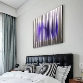 Tranh kim loại 3D nghệ thuật - Tranh kim loại độc đáo - Đèn nền LED RGB 20 màu - Sọc 50x50cm