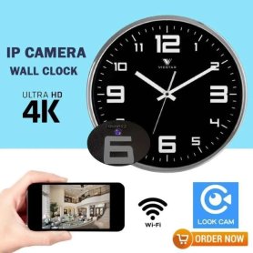 שעון קיר מצלמת ריגול אנלוגית עם WiFi / P2P (אנדרואיד או iOS) - רזולוציית FULL HD