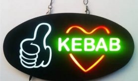 LED-panelkort "KEBAB" skilt 43 cm x 23 cm