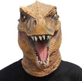 T-Rex-Maske - Dinosaurier-Gesichts- und Kopfmaske aus Silikon für Kinder und Erwachsene