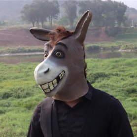 Eselmaske - Silikon Gesichts-/Kopfmaske Esel für Kinder und Erwachsene