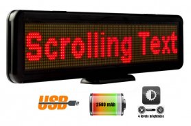 Display promozionale a LED con scorrimento di testo 30 cm x 11 cm - rosso