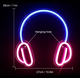 HEADPHONES (Sluchátka) - Neonové LED svítící logo na zeď