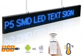 LED-skærm med løbende tekst WiFi 66 cm x 9,6 cm - blå