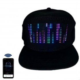 כובע תצוגת LED הניתן לתכנות באמצעות טלפון נייד - אפליקציה בסמארטפון (iOS / Android)