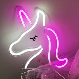 Vegg neonskilt - lys LED panel logo UNICORN