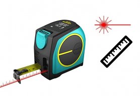 Meteran laser dan pita pengukur 5m dengan layar LCD