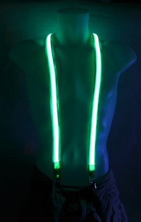 Party LED flashing men suspenders - green
