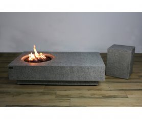 Table foyer - Table luxueuse en béton + foyer extérieur à gaz intégré