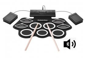 Kit drum listrik pada bantalan silikon dengan 9 drum + speaker Bluetooth