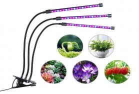 LED Grow lampa s trojitou hlavicou pre podporu rastu 27W (9x3W)