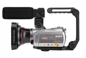 4K kamkorder Ordro AZ50 noćni vid + WiFi + teleobjektiv + makro objektiv + LED svjetlo + futrola (PUNI SET)